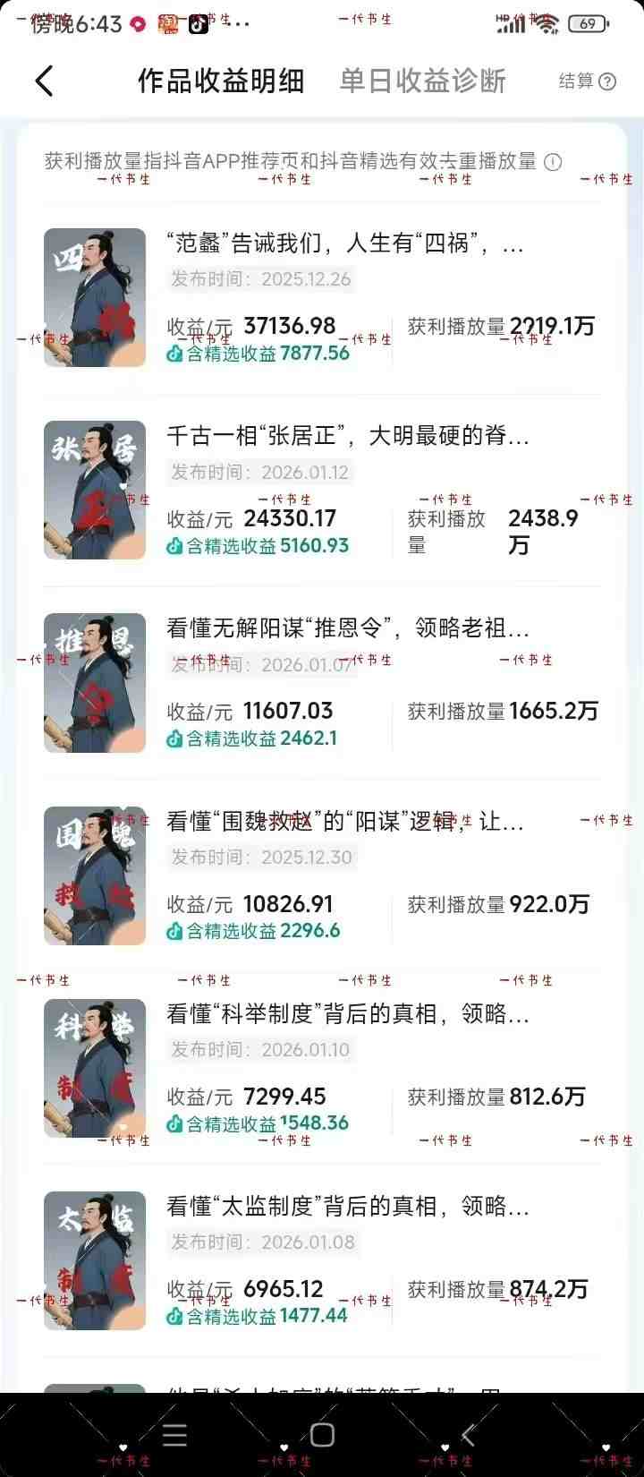 抖音300w粉丝博主的政史类科普视频教学,有大流量扶持,拿伙伴伙伴 精选独家双份收益